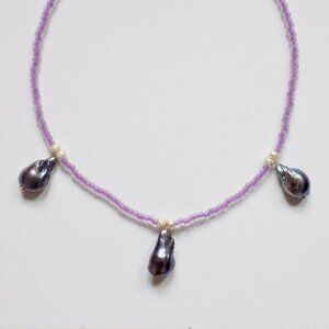 handmade beaded choker baroque pearls freshwater colorful chic indie trendy